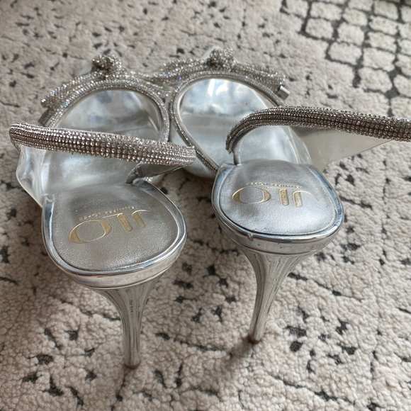 JLO Flina Heels | DSW | Sparkle Bow Silver Heels - Picture 4 of 4